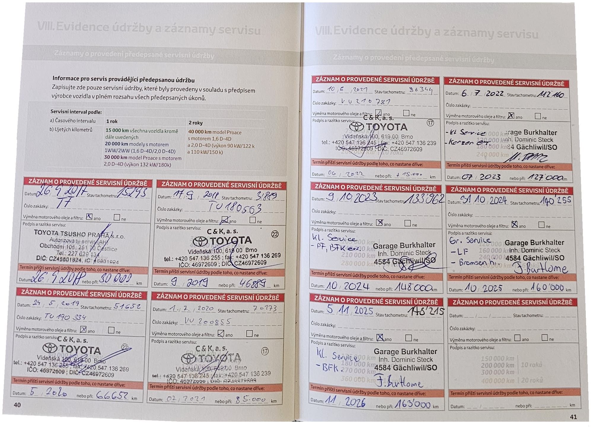 Toyota RAV4 — stamped service history booklet